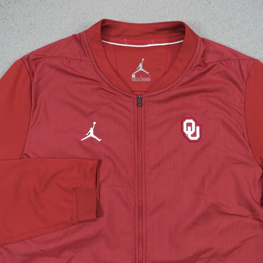 Jordan Oklahoma Sooners Jacket Mens Large Full Zip Vented Windbreaker Hybrid OU